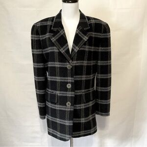 Vintage Forenza wool blend long plaid 3 button blazer Size 12